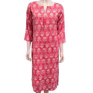 CherryRed Dina Designs Coral Pink Embellished Tunic Dress L40